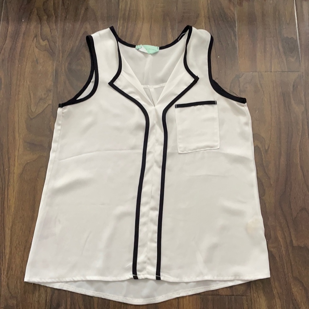 George’s Friend Black + White Chiffon Tank Top
